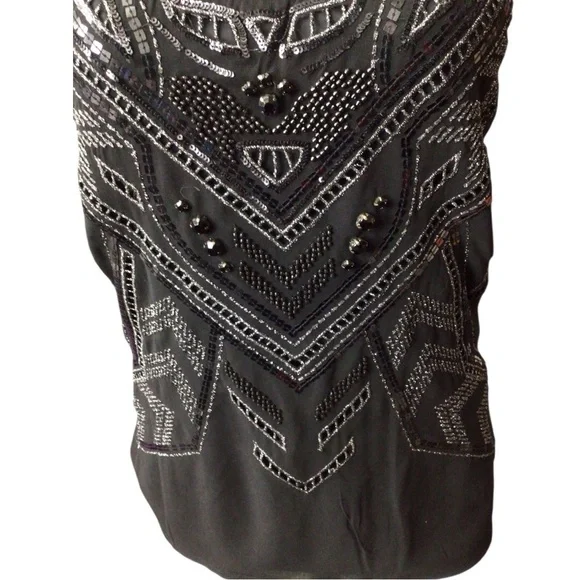 Express Black and Silver Geometric Beaded Tank Top size small - Picture 3 of 6